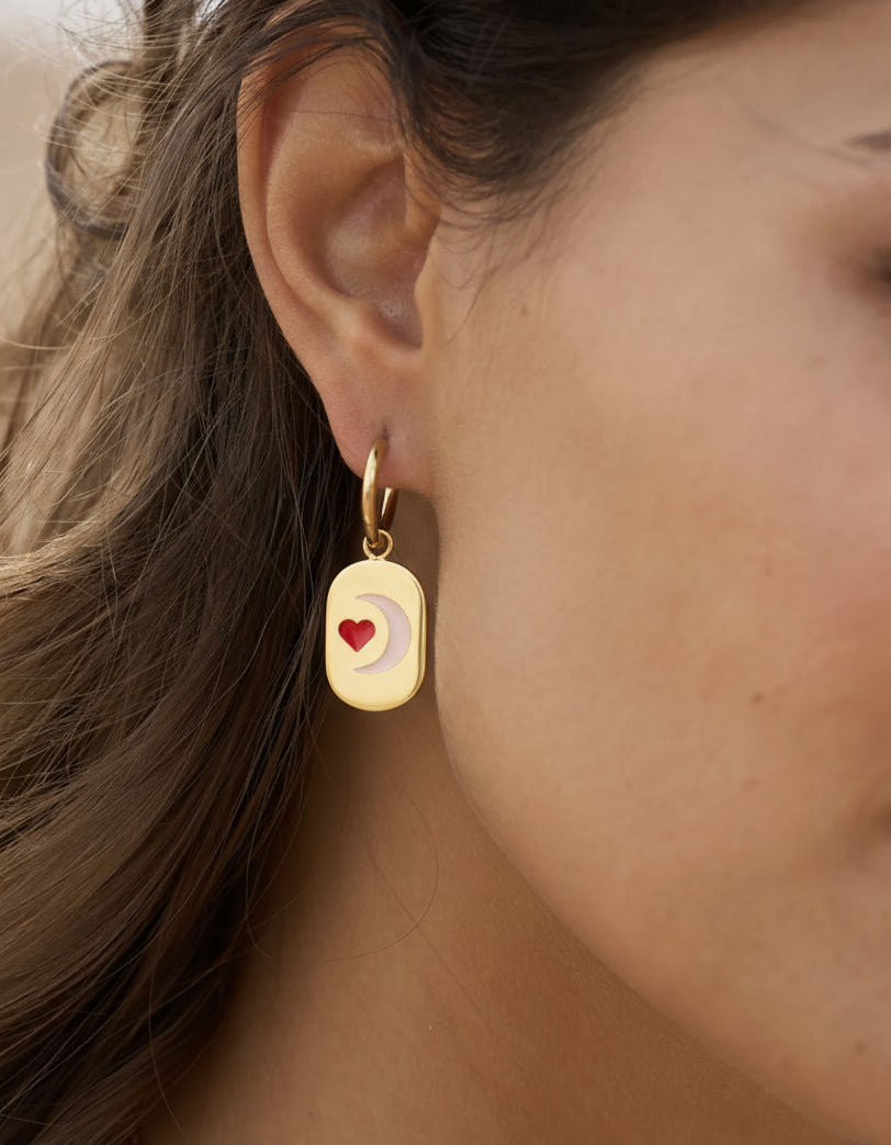 Boucles d'oreilles Coeur de Lune Je t'adore x My❤️EVJF