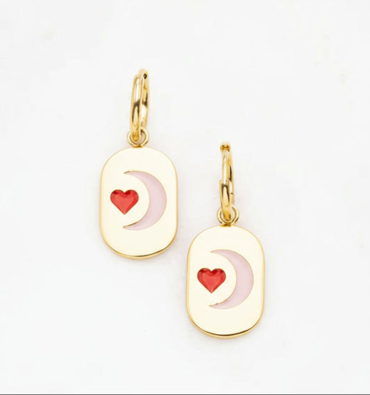 Boucles d'oreilles Coeur de Lune Je t'adore x My❤️EVJF